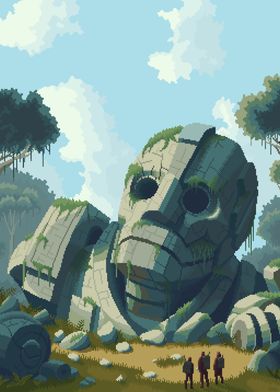 Ancient Overgrown Mech - Pixel Art