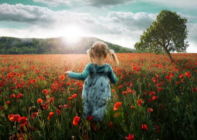 Girl in Poppy Field