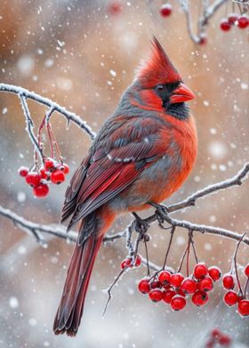 Red Cardinal in Winter