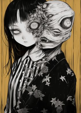 Creepy Anime Girl with Monster Face