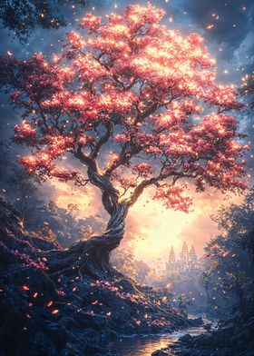 Glowing Tree in Enchanted Forest