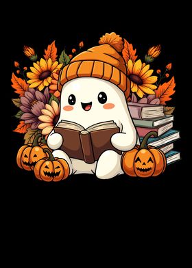 Cute Ghost Reading Book