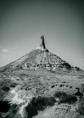 Chimney Rock Nebraska in Black and White