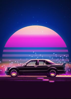 Mercedes 190 Evo Retro Sunset