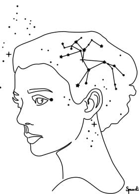 Lucy Centaurus Constellation Woman Line Art