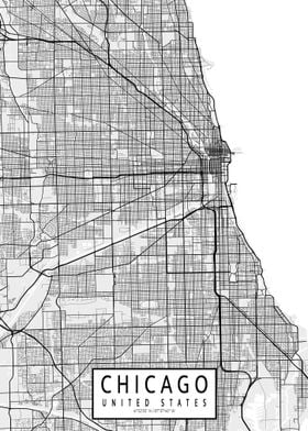 Chicago City Map USA Light