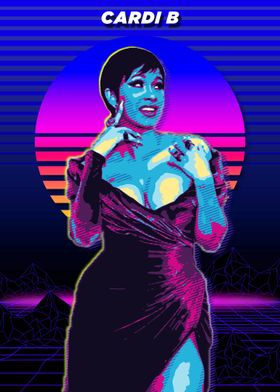 Cardi B Retro Art