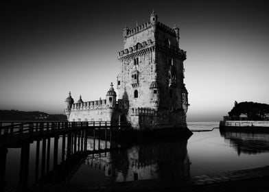 Belem Tower In Black And White