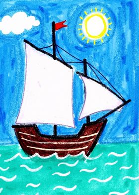 Child's Drawing of a Ship