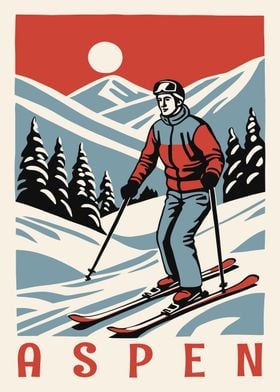 Aspen Skiing Poster