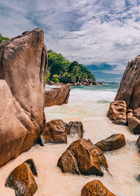 Tropical Beach with Granite Rocks