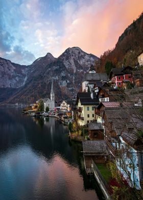 Hallstatt the autumn sunrise