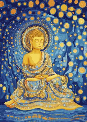 Buddha Starry Night Meditation Poster Art