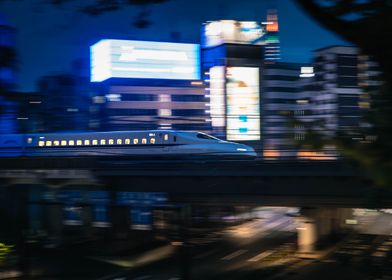 Shinkansen Train at Night