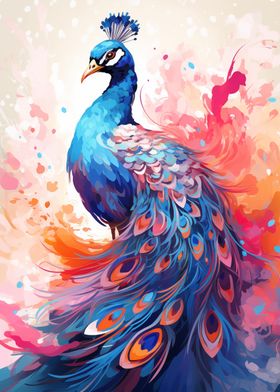 Peacock Watercolor Art