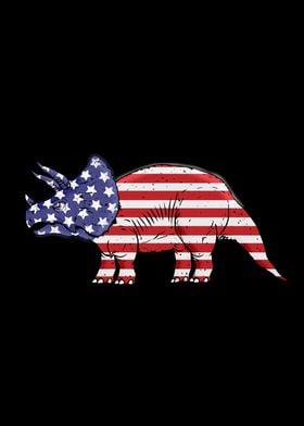 Triceratops Lover USA Flag 4th Of July America Dinosaur