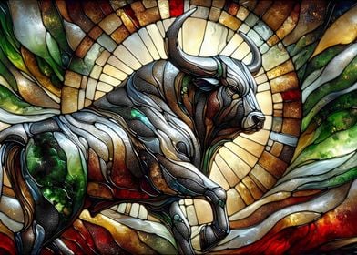 Stained Glass Bull