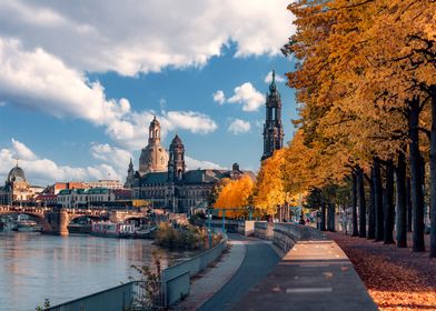 Dresden Riverfront in Autumn