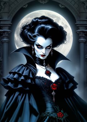 Vampiress Woman Under the Moon