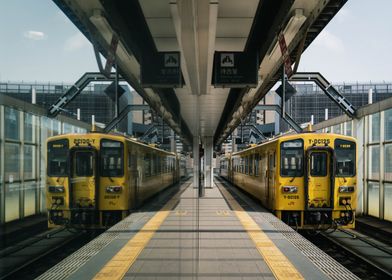 Yellow Trains at Station