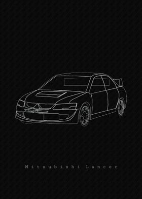 Mitsubishi Lancer Line Art