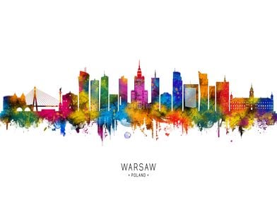 Warsaw Skyline Watercolor