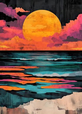 Sunset Ocean Painting