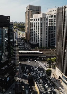 Tokyo Cityscape with Train