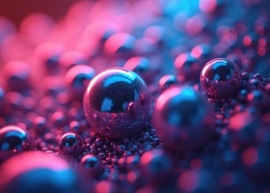 Metallic Spheres in Neon Light