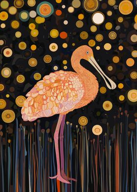 Pink Spoonbill at Starry Night