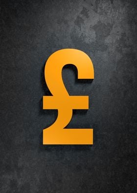 British Pound Symbol on a dark rough background