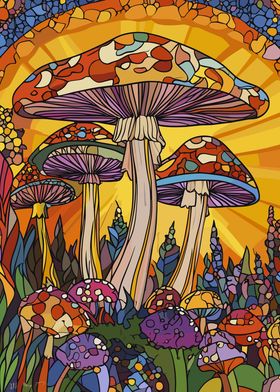 Psychedelic Mushroom Forest