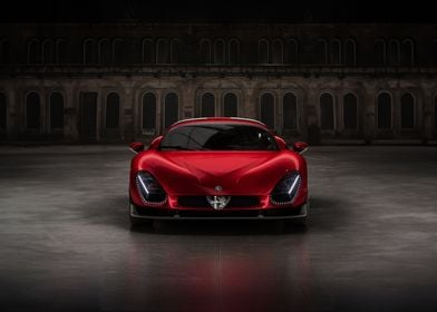 Red Sports Car in Garage