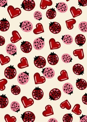 Ladybug and Heart Pattern