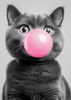 Cat Blowing Bubble Gum