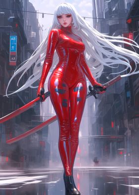 Red Suit Anime Girl