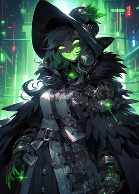 Green Witch Cyberpunk Art