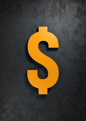 US Dollar Sign on a dark rough background