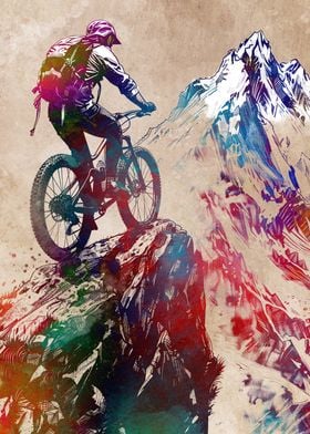 Mountain Biking Watercolor