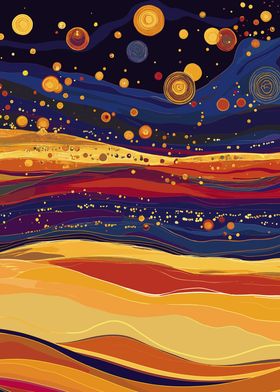 Desert Night Sky Gustav Klimt Style