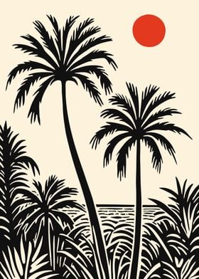 Palm Tree Sunset Silhouette