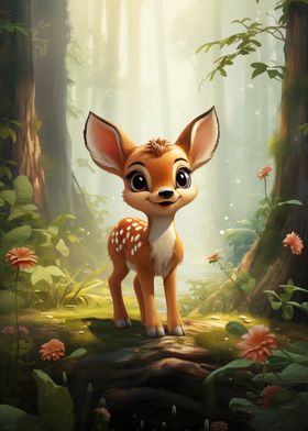 Cute Cartoon Fawn