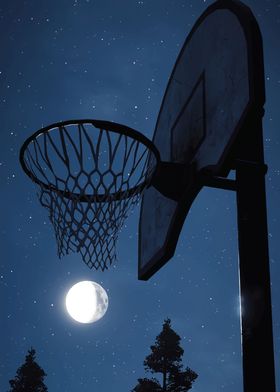 Basketball Hoop Under Night Sky