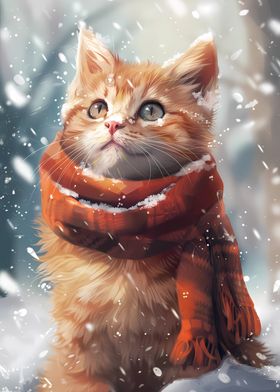 Orange Kitten in Winter