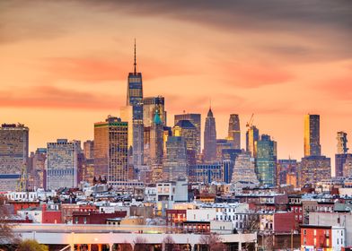 New York City Skyline at Sunset