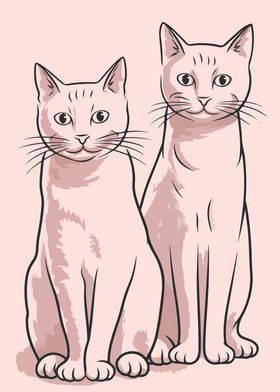 Two Cats Illustration