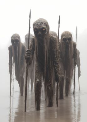 Eerie Figures in Fog