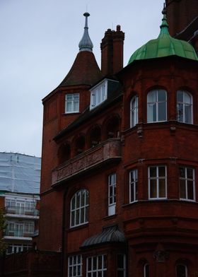 Red Brick Building with Green Dome