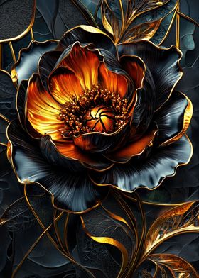 Gold &amp; Black Flower