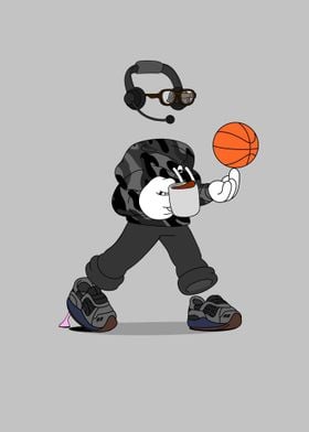 Cartoon Character with Basketball